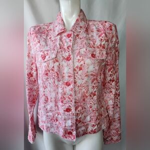 Tommy Bahama Pink And White Linen Jacket Size Small